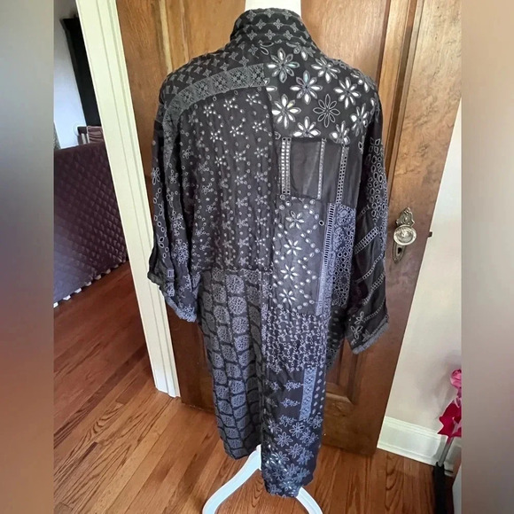 NWT Johnny Was Sanded Black Blysse Patchwork Kimono Woman Sz M Medium MSRP $445 - Picture 7 of 13